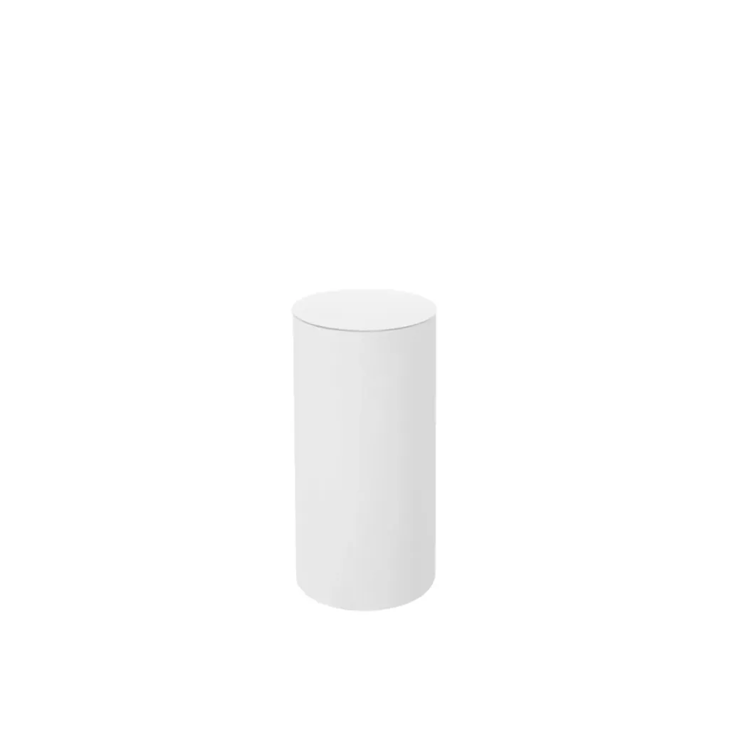 [PD-RD-MD] White Round Cylinder Pedestal Display - Medium