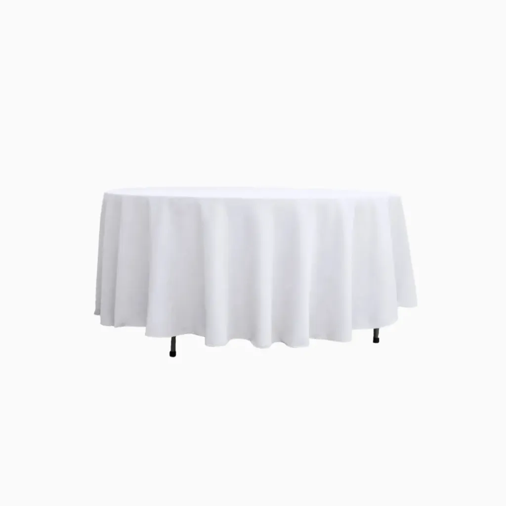 [RO-TA-13] Round Tablecloth - 132 " White Linen