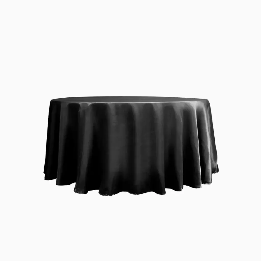 [RO-TA-13-1] Round Tablecloth - 132" Black Satin