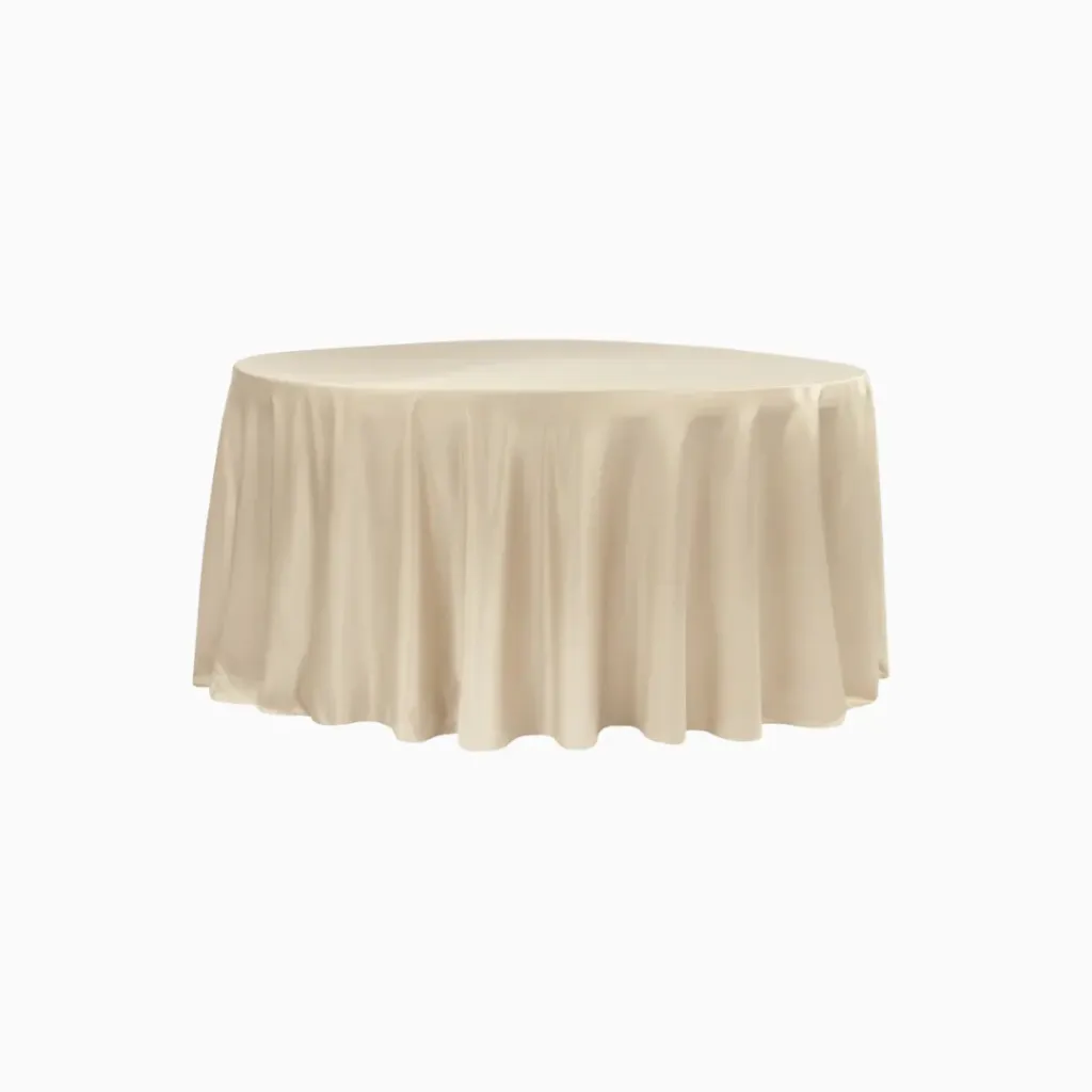 [RO-TA-13-6] Round Tablecloth - 132" Satin Champagne