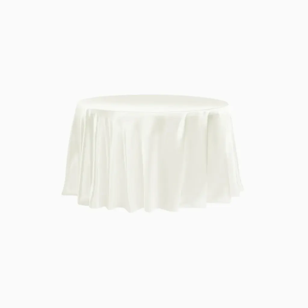 [RO-TA-13-7] Round Tablecloth - 132" Satin Ivory
