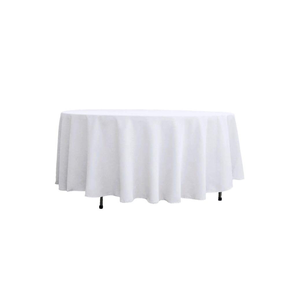 Round Tablecloth - 132 " White Linen