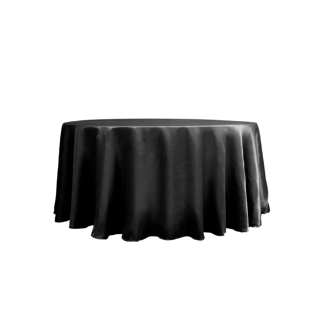 Round Tablecloth - 132" Black Satin