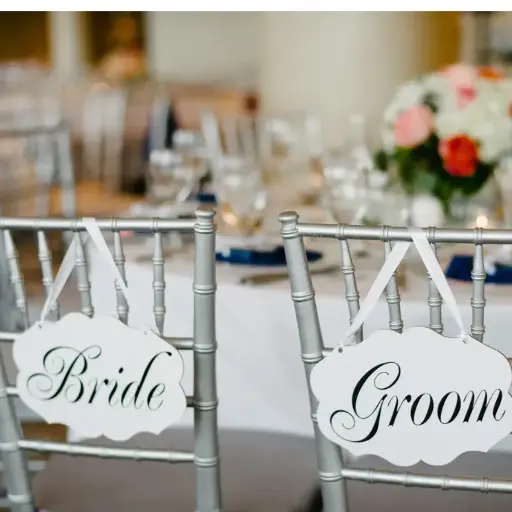 Bride and Groom chair sign